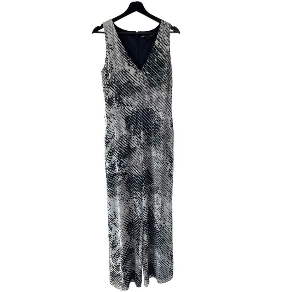 White House Black Market Black White Print V Neck Sleeveless Jumpsuit 8